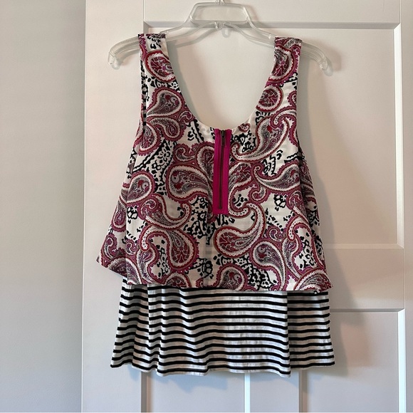L Meadow Rue tank top with paisley and black and white stripes - Picture 6 of 7